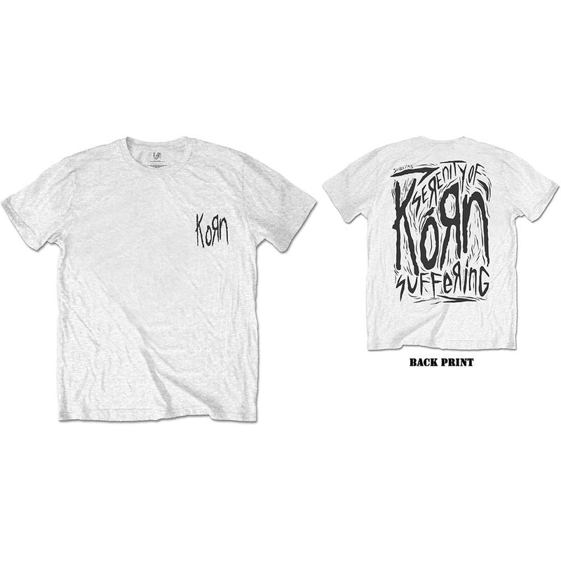 Korn (Scratched Type) Unisex White T-Shirt - The Musicstore UK
