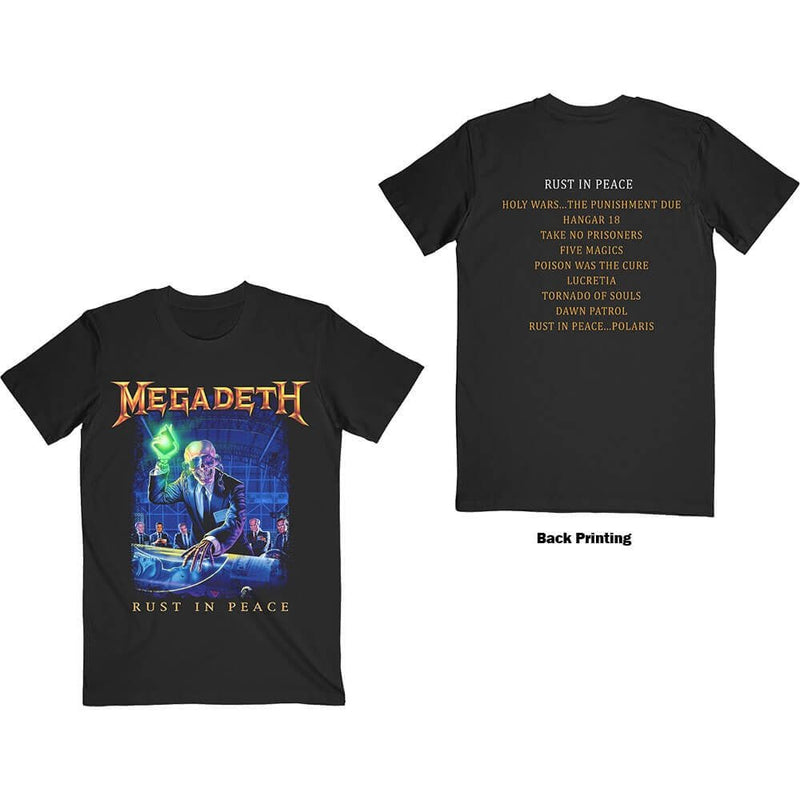 Megadeth (Rust In Peace Tracklist) Unisex T-Shirt (Back Print) - The Musicstore UK