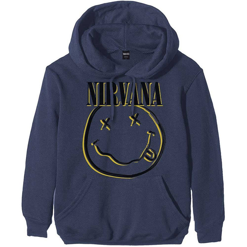 Nirvana (Inverse Smiley) Pullover Unisex Hoodie (Navy) - The Musicstore UK