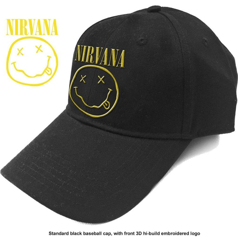 Nirvana (Logo & Smiley) Black Baseball Cap - The Musicstore UK