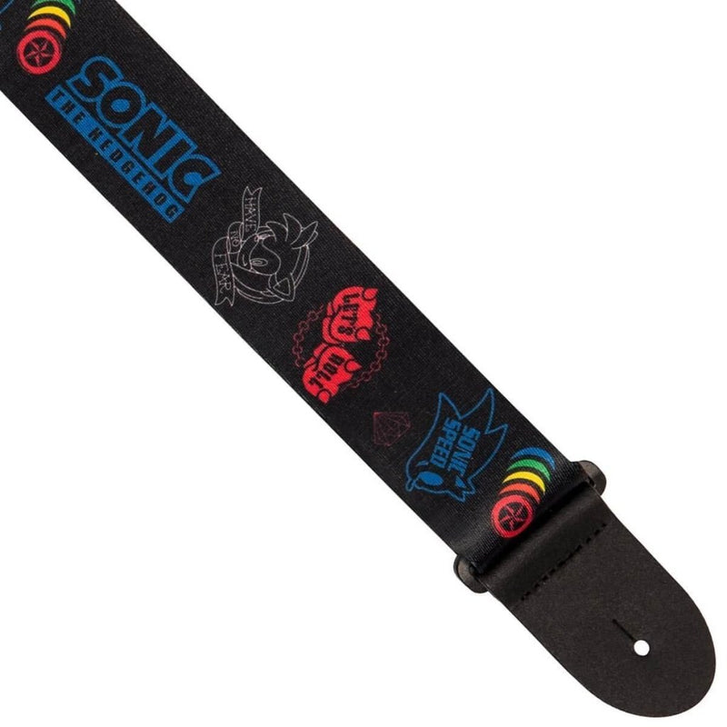 Perri's (Sonic The Hedgehog) 2" Polyester Guitar Strap. Black / Blue / Red - The Musicstore UK