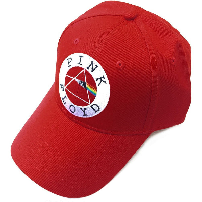 Pink Floyd (Circle Logo) Red Unisex Baseball Cap - The Musicstore UK