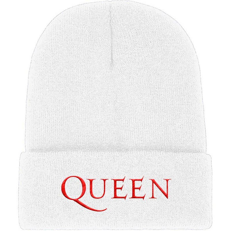 Queen (Logo) White Beanie Hat - The Musicstore UK
