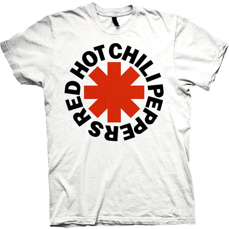 Red Hot Chili Peppers (Red Asterisk) Unisex White T-Shirt - The Musicstore UK