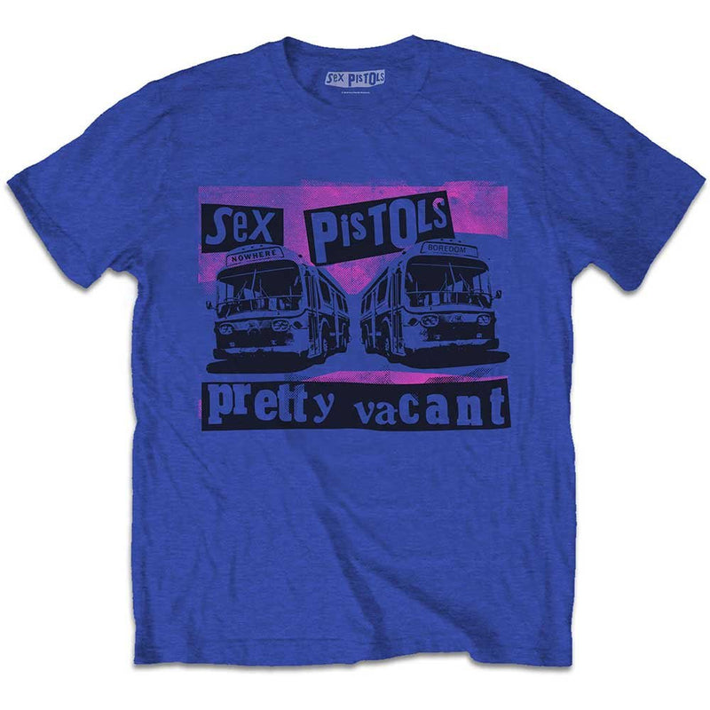 Sex Pistols (Pretty Vacant Coaches) Blue Unisex T-Shirt - The Musicstore UK