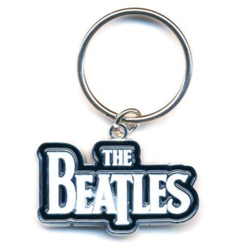The Beatles White Drop T Logo Metal Keychain (Enamel In-Fill) - The Musicstore UK