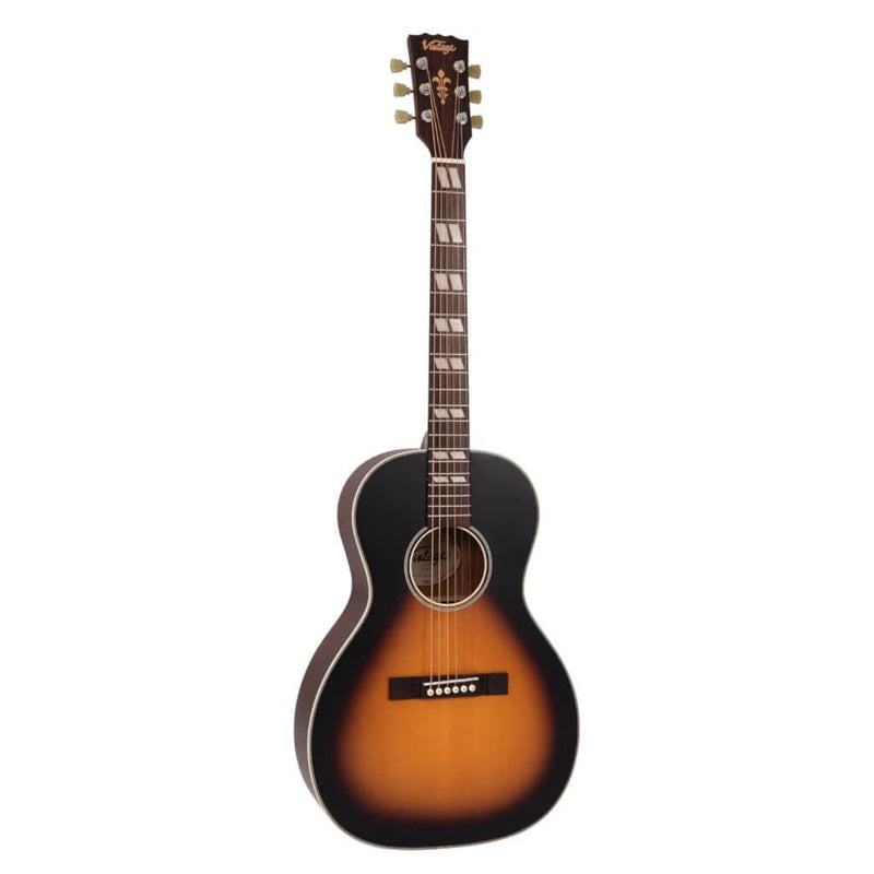 Vintage V180VSB Historic Series Parlour Acoustic Guitar. Vintage Sunburst Finish - The Musicstore UK